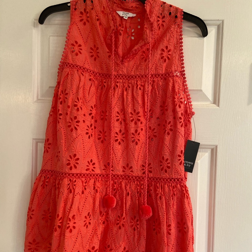 Crown and Ivy Melon color sleeveless tie top size medium...